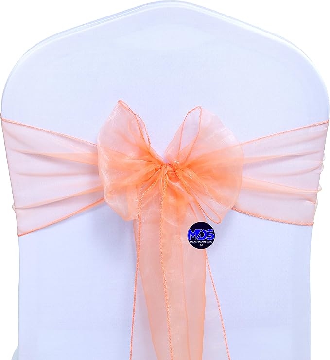 MDS Pack of 300 PCS Organza Chair Sashes Wider Dining Chair Bows Ribbon Tie Back - Image 3