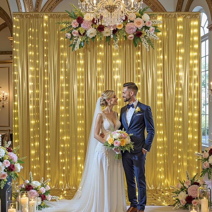 30x10 ft Gold Sequin Backdrop Curtain - Image 6