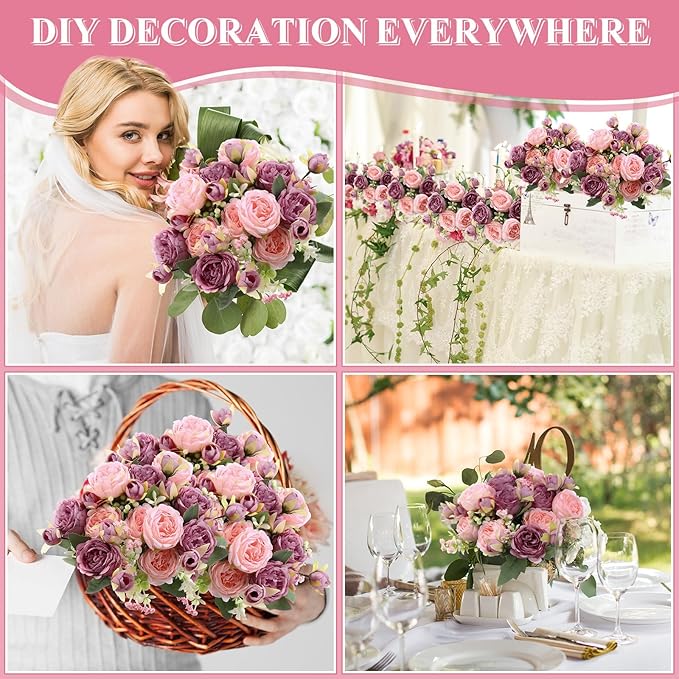8 Bundles Artificial Peonies Flowers Boho Faux Flowers Arrangements Artificial - Image 5