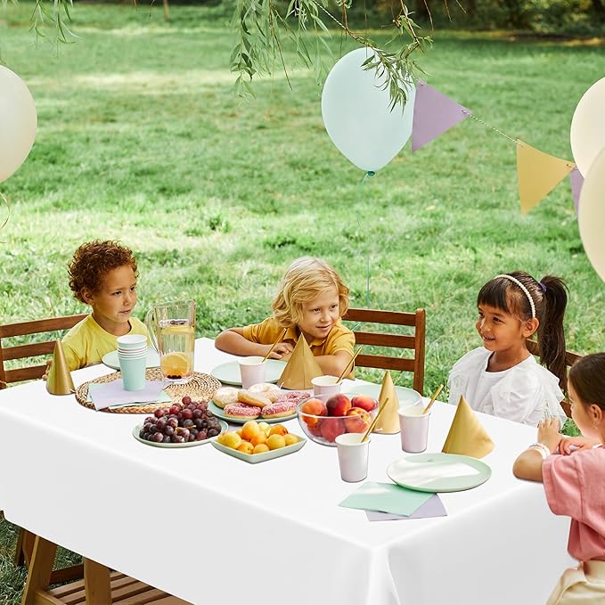4 Packs White Plastic Tablecloth, Sturdy Disposable Table Cloth, 54 X 108 - Image 8