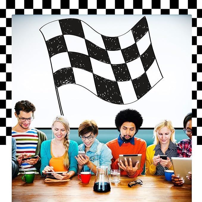 Domensi 100 Pcs Black and White Checkered Racing Straws Plastic Disposable - Image 6