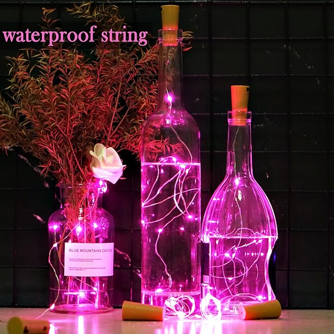 Wine Bottle Lights with Cork 15Pack 10 LED 40 Inches Battery Operated Silver - Image 4