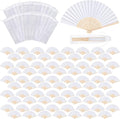 MCEAST 80 Pieces White Folding Paper Fans Wedding Fans Handheld Paper Fan White by MCEAST