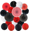 Hanging Paper Fan Set, Tissue Paper Pom Poms Flower Fan and Honeycomb Balls by Recosis