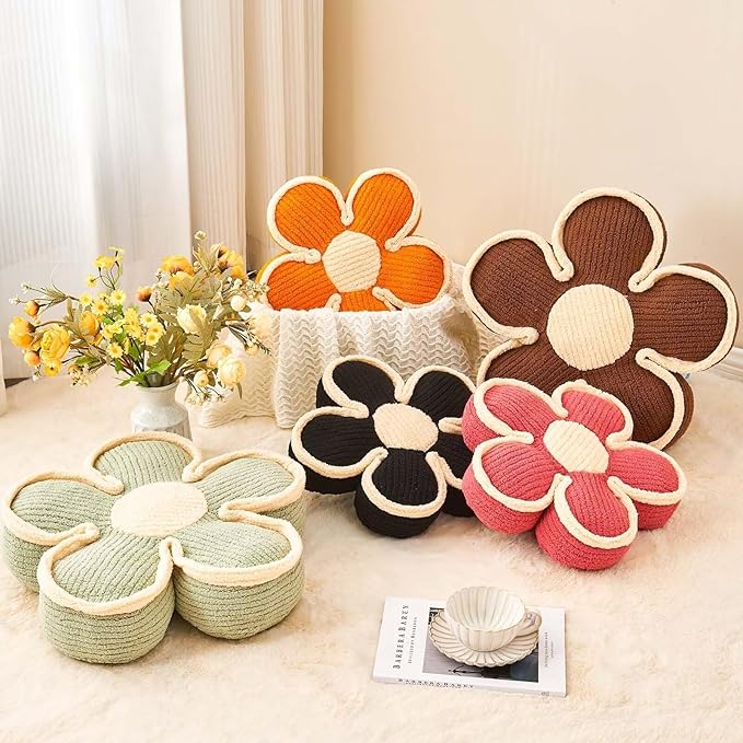 Soft Flower Shaped Floor Cushion, Decorative Throw Pillow, Plush Bedroom - Image 4