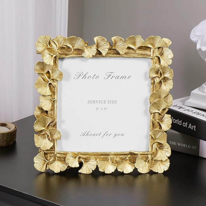 Cuspin Vintage Picture Frame 6x6 Gold Frames, Retro Design Home Decor - Image 3