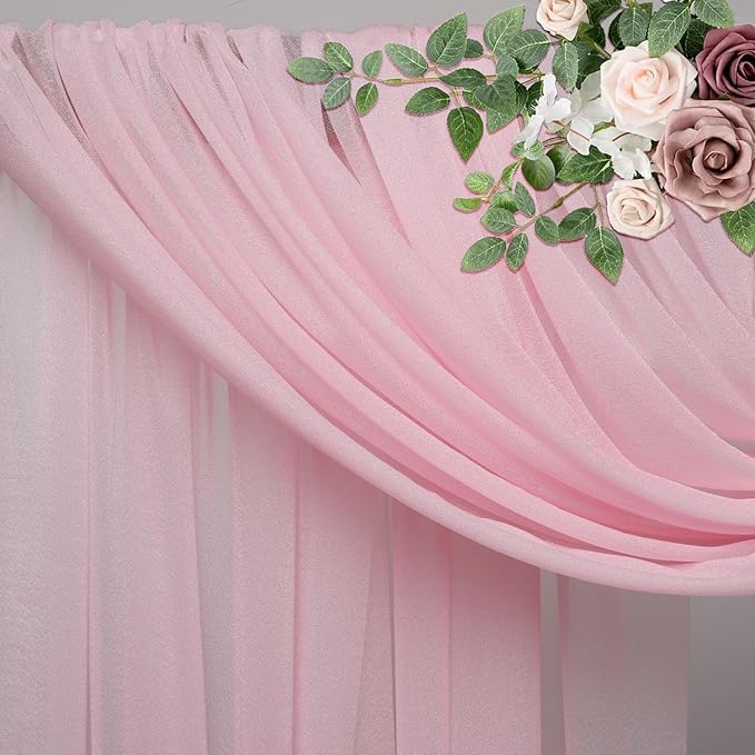 Wedding Arch Draping Fabric 4 Panels 28.7" x 20FT Blush Pink Sheer Chiffon - Image 4