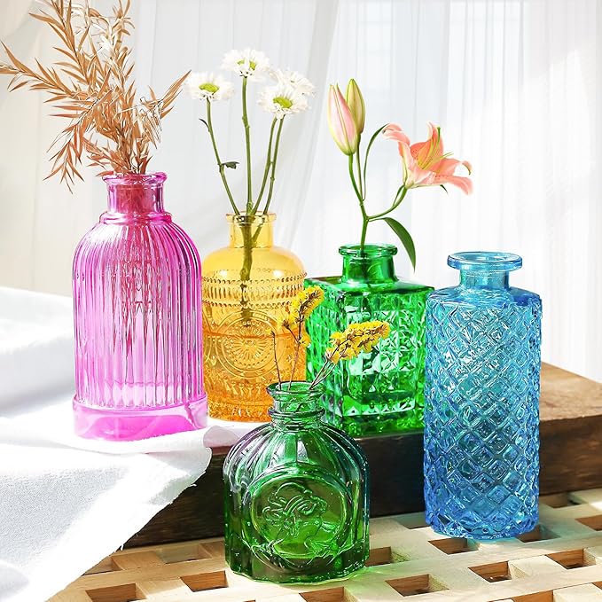 Colored Glass Bud Vases Set of 24, Vintage Small Vases - Image 4