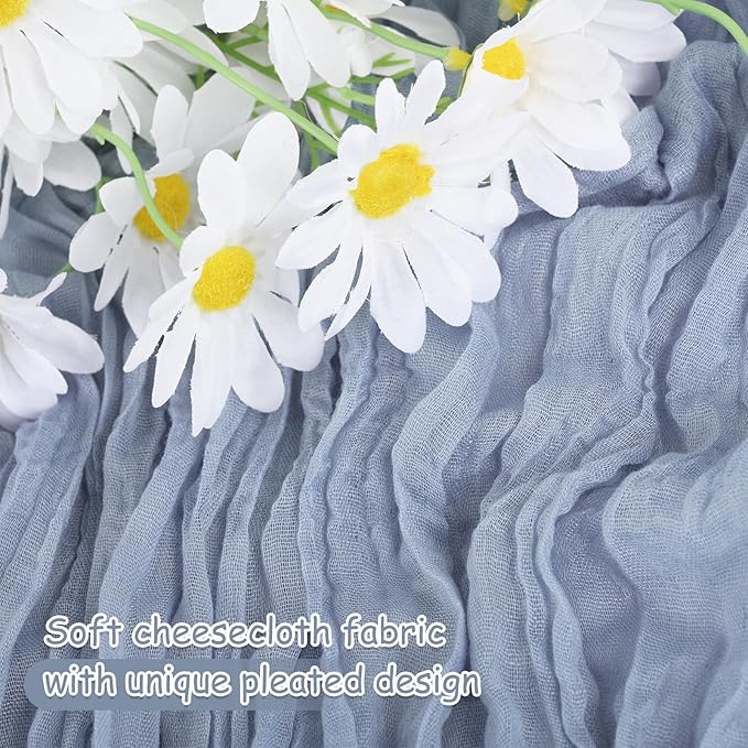 12 Pack Dusty Blue Cheesecloth Table Runner 20 x 120 inch Gauze 10FT Semi Sheer - Image 4