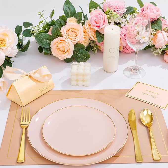 KIRE 175PCS Pink Plates Disposable - Image 6
