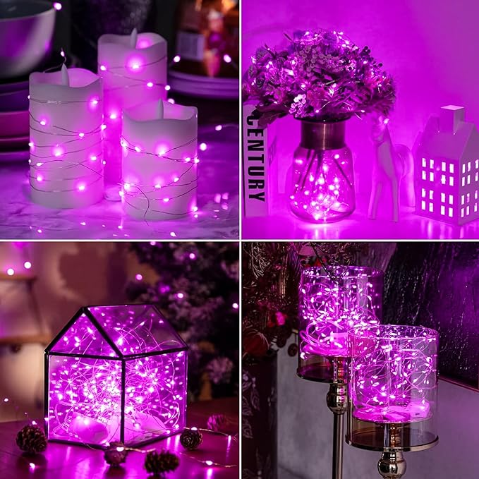 HXWEIYE 6 Pack Pink Fairy Lights Battery Operated, 7ft 20LED Mini Fairy Mason - Image 2
