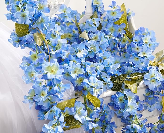 Flower Garland, Artificial Hydrangea Vine Flowers, Hanging Fake Hydrangeas Vine - Image 9