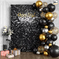Qcity Black Shimmer Wall Backdrop 24PCS, Square Sequin Glitter Backdrop Panel by QCITY