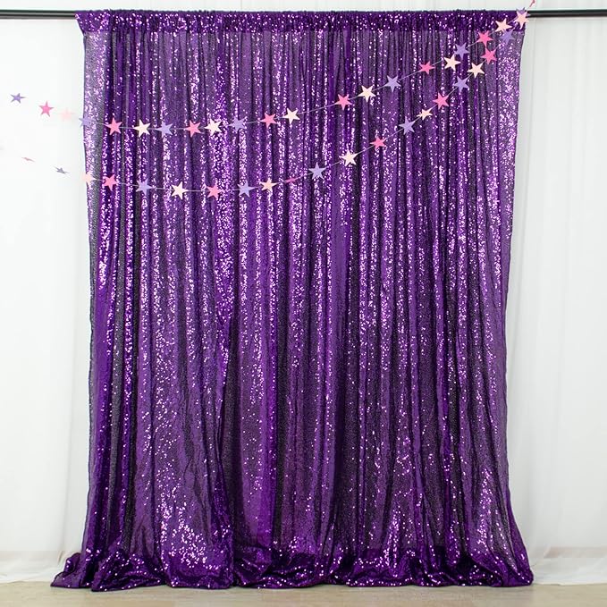ShinyBeauty Purple 4FTx8FT Sequin Photo Backdrop Bridal Shower Photo Booth by ShinyBeauty