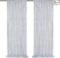 Silver Sequin Backdrop 2 Panels 2FTx8FT Christmas Party Backdrop Curtains by QueenDream