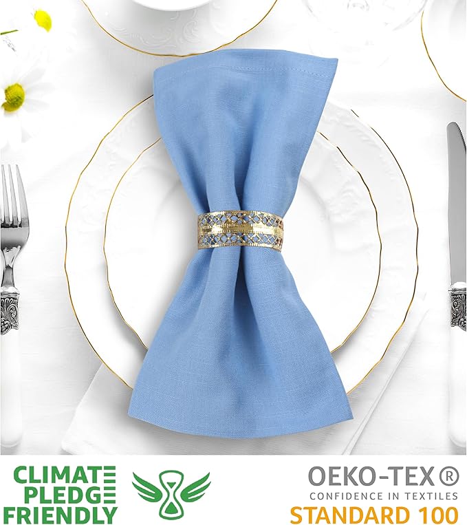 Urban Villa Ice BlueNapkins Solid Set of 12 Cloth Dinner Napkins Size 20x20 - Image 3