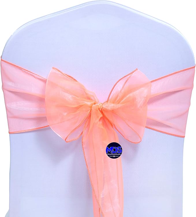 MDS Pack of 150 PCS Organza Chair Sashes Wider Dining Chair Bows Ribbon Tie Back - Image 3