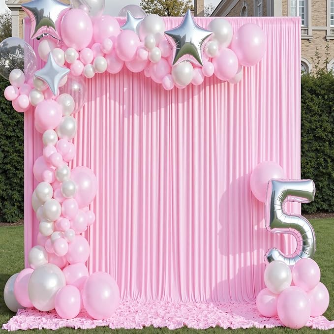 10×12ft Wrinkle Free Pink Backdrop Curtain - Image 8