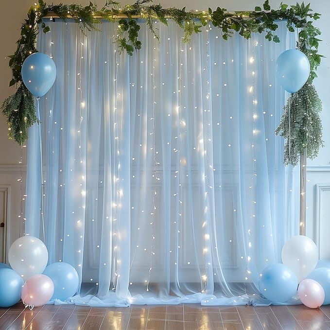 20×10ft Blue Tulle Backdrop Curtain - Image 2