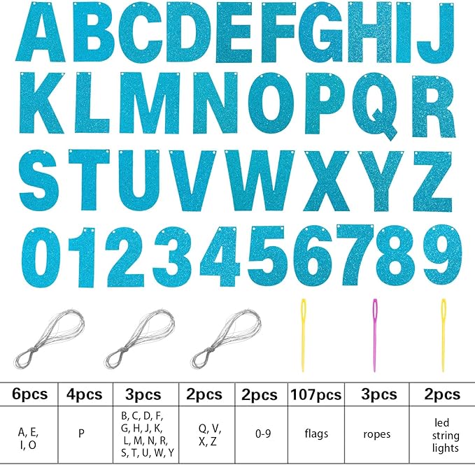 TaoBary 112 Pcs DIY Letter Kit Glitter Customizable Banner Letters Include 107 - Image 2