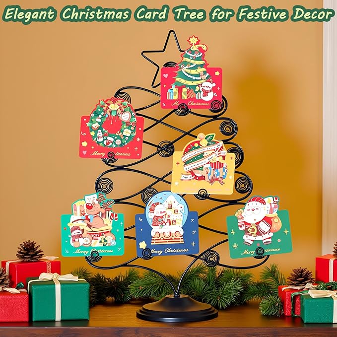 Decorative Metal Christmas Tree Card Holder, 18 Inch Tabletop Holiday Card - Image 6