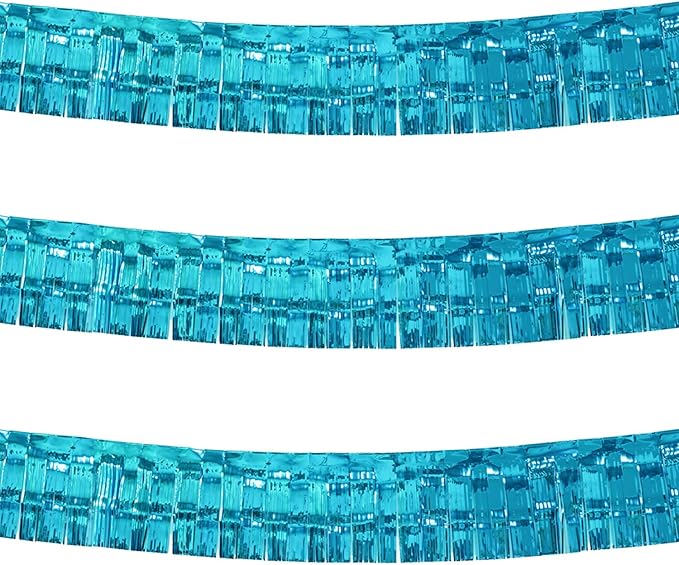 Thick 10 Feet by 15 Inch Turquoise Foil Fringe Garland by Blukey