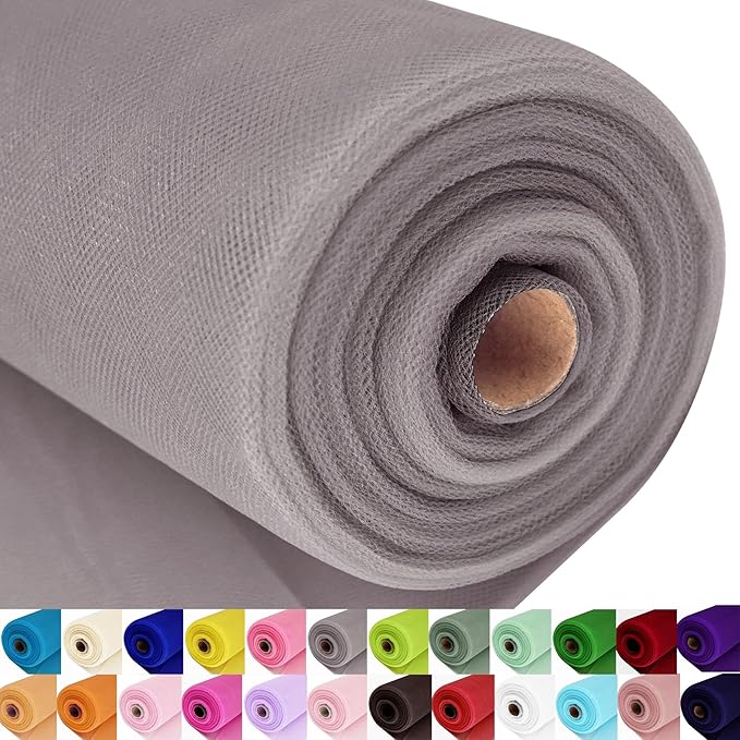 Grey Tulle Fabric Roll Spool Bolt Large Tulle Wedding Party Decoration by AblemeDeco