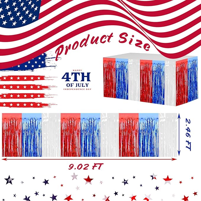 4 Pack 29x108 Inch Metallic Foil Fringe Tinsel Table Skirts - Image 2