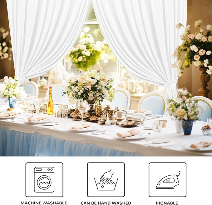 MEETSKY White Backdrop Curtain for Parties Wedding Decor- White Wedding - Image 6
