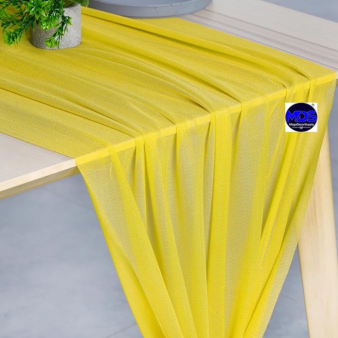 MDS 5 Pack 10ft Chiffon Table Runner 29 x 120 Inches Sheer Wedding Runner - Image 3