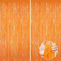 2Pack Orange Backdrop Curtains, Metallic Party Streamer Fringe Curtains by forlvwoon