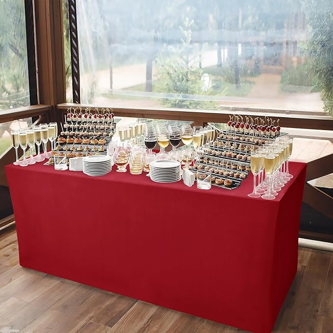 Nasitos Fitted Red Tablecloths for 8 Foot Tables - Image 2