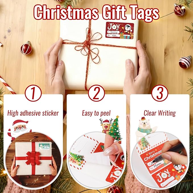 500 PCS Christmas Gift Tags Christmas Santa Claus Stickers Self Adhesive - Image 4