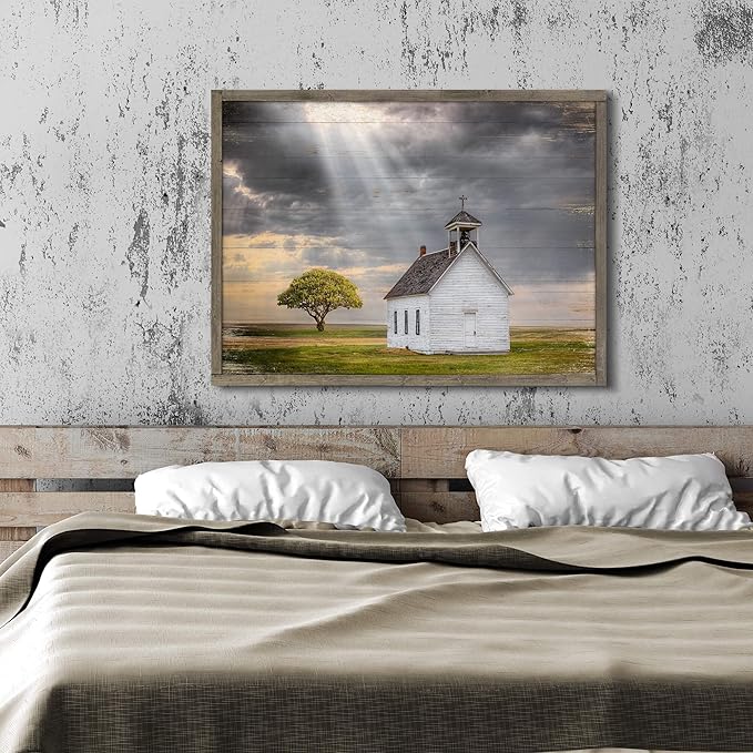 Wooden Barn Landscape Artwork Painting - Image 5