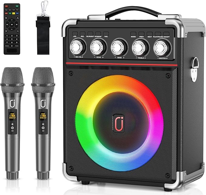 Karaoke Machine with 2 Microphones: HWWR Portable Karaoke Machine - Image 9
