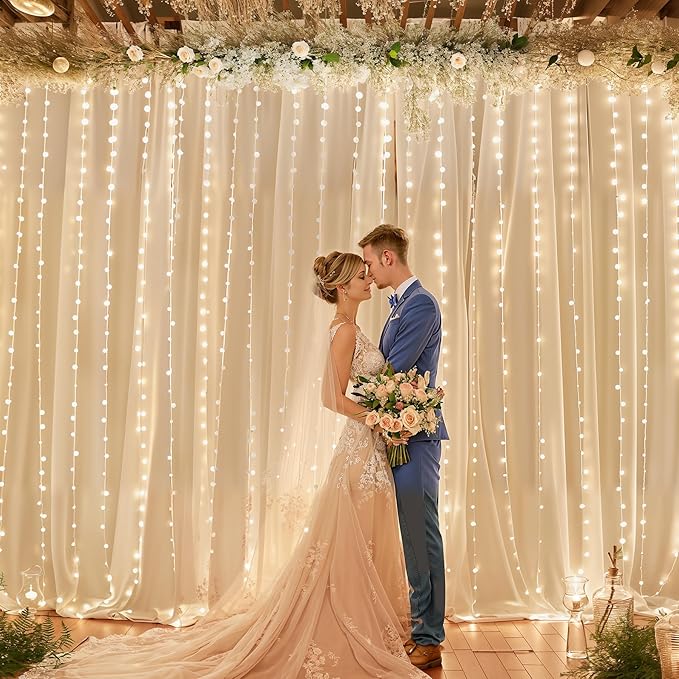 10ft x 10ft Champagne Chiffon Backdrop Curtain - Image 3