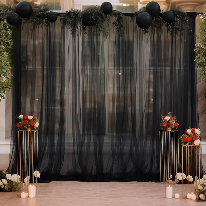 10x10ft Sheer Black Backdrop Curtains - Image 3