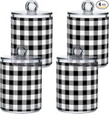 Gredecor Qtip Holder Dispenser 4 Pack Black White Classic Buffalo Plaid by Gredecor
