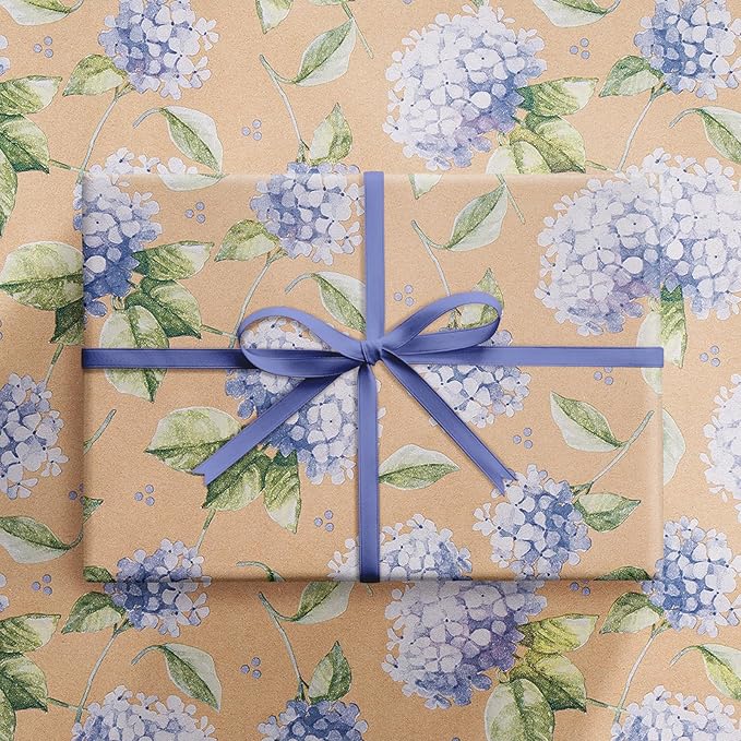 RUSPEPA 30" X 32.8' Hydrangea Wrapping Paper Large Kraft Paper Roll, Jumbo Roll - Image 3