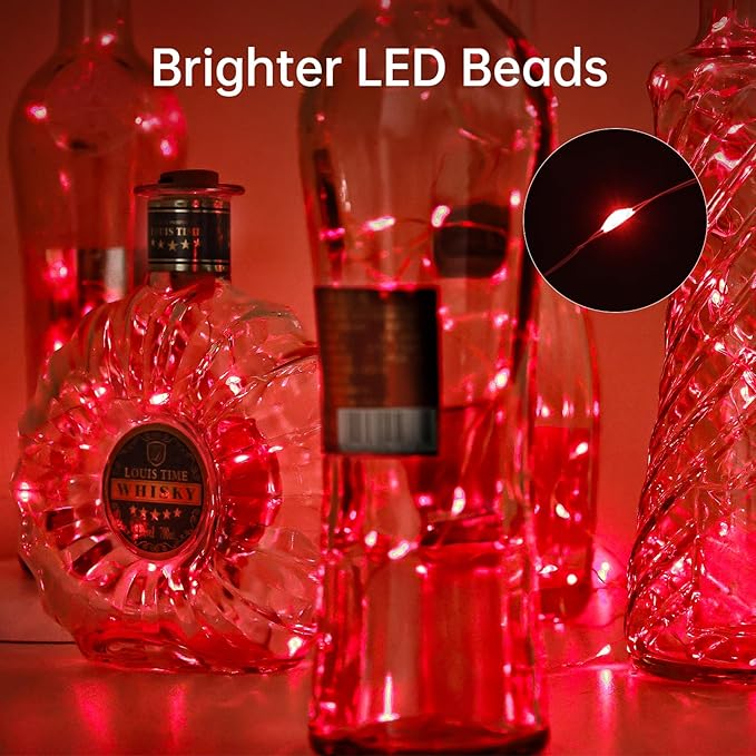 Aluan Wine Bottle Lights with Cork 10 Pack 20 LED Christmas Mini Fairy Lights - Image 5