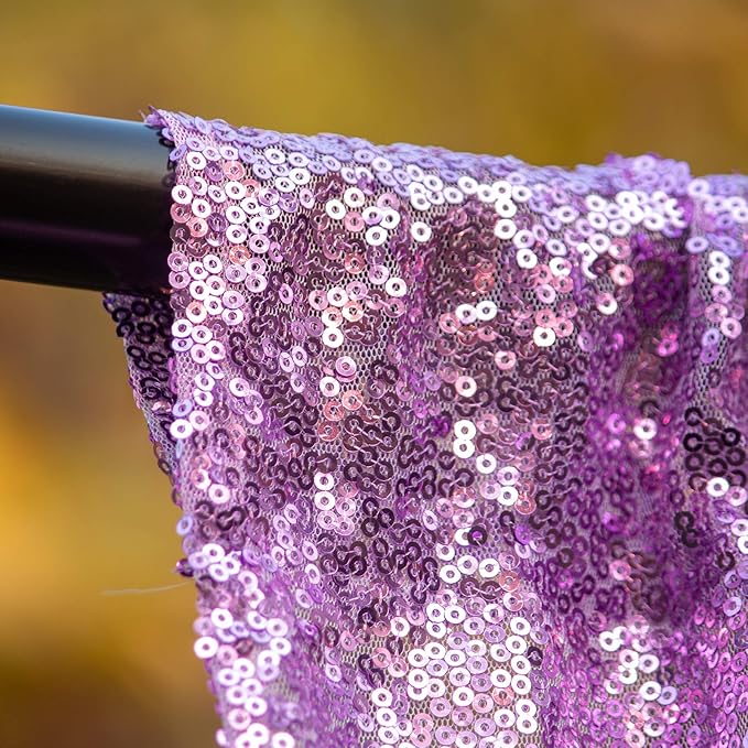 JYFLZQ Lavender Sequin Backdrop Curtains 8ft x 8ft 1 Panel Glitter Photo Booth - Image 5