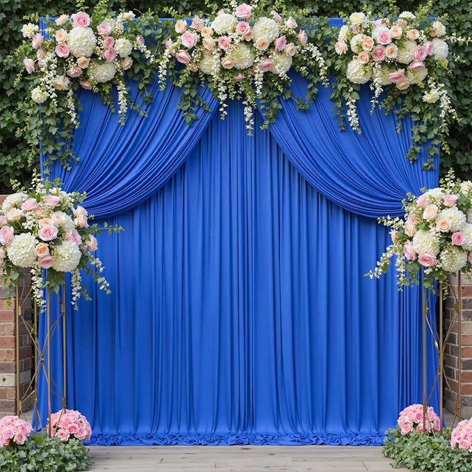 10ft x 8ft Wrinkle Free Royal Blue Backdrop Curtains - Image 2