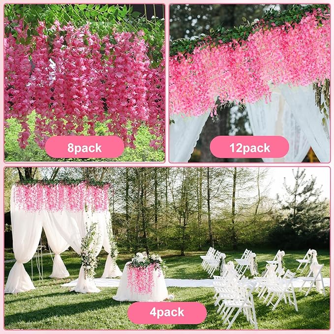 Wisteria Artificial Flowers Garland，10Pcs Total 60ft Silk Fake White Wisteria - Image 5