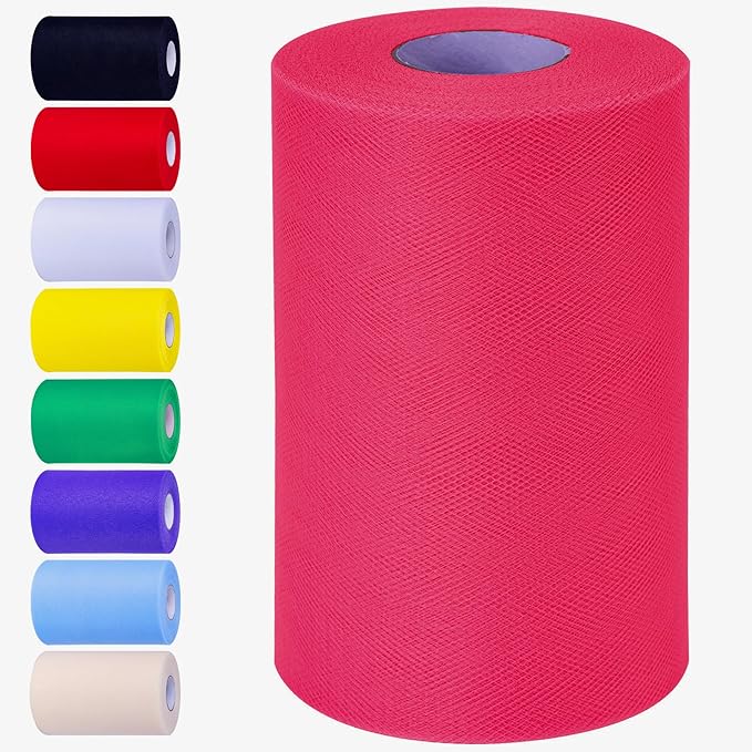 Fuchsia Tulle Fabric Rolls 6 Inch by 100 Yards Tulle Roll Spool Fabric by Unknown