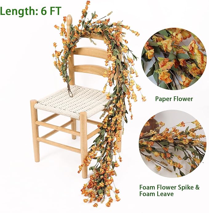 Mizii Fall Garland Artificial Flower Garlands 6 Feet Fake Wildflower Floral - Image 2