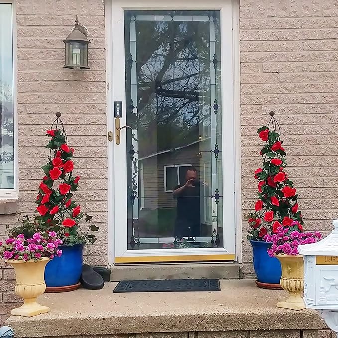 UKELER 2 Pack 14FT Artificial Rose Vines Red Flower Garland Artificial Rose - Image 5