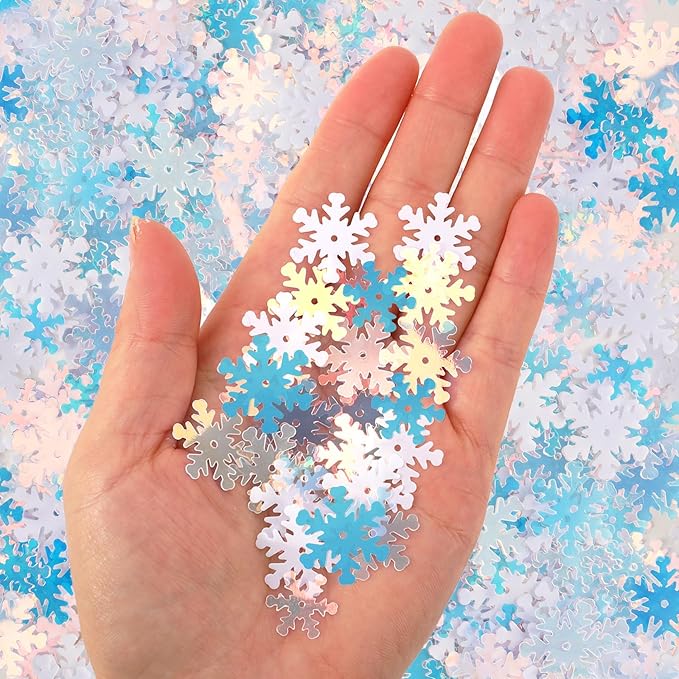 MARFOREVER Snowflakes Glitter Confetti, Christmas Sparkly Clear and White - Image 8