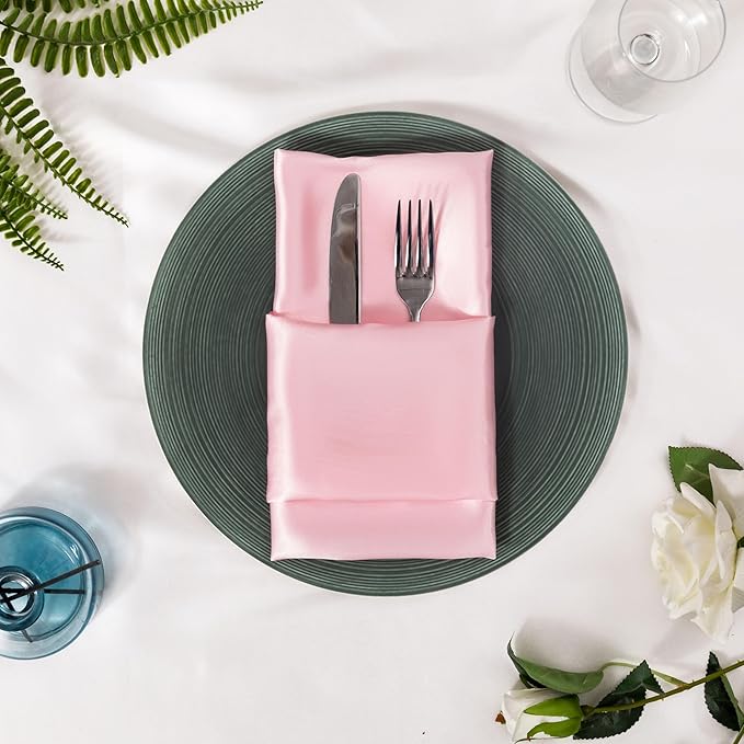 36 Pack Square Satin Dinner Napkins, 16x16 Inches Silky Soft Smooth Table Cloth - Image 4