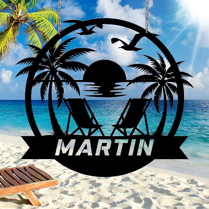 Personalized Beach Decor for Home, Custom Metal Sign Outdoor Nautical Decor by BMYDIY
