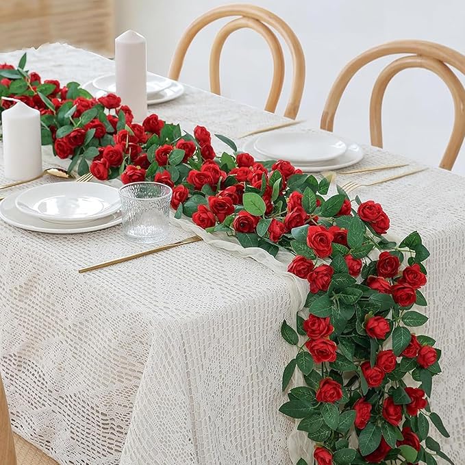 4 Packs Artificial Rose Garland: 31.48Ft Each Fake Flower Vine by KTGOW